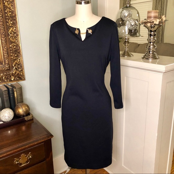 Ivanka Trump Dresses & Skirts - Ivanka Trump Navy Blue Long Sleeve Sheath Dress
